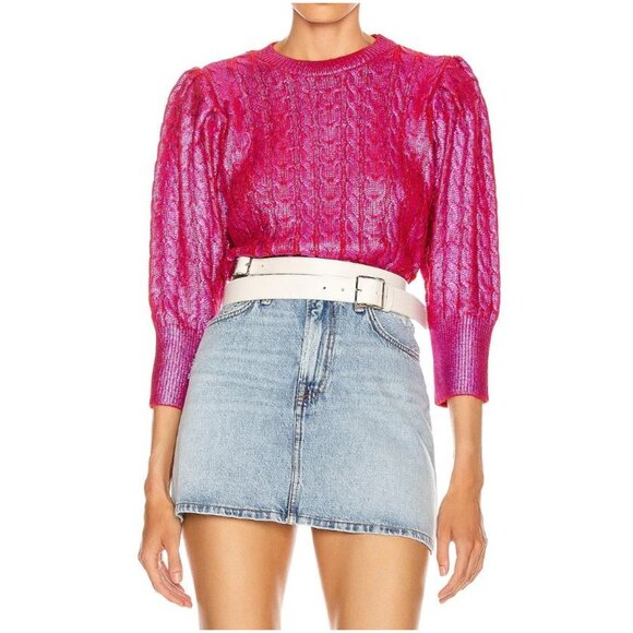 NWT MSGM Metallic Cable Knit Sweater Red Fuchsia Women’s Size M Italy - Picture 1 of 8
